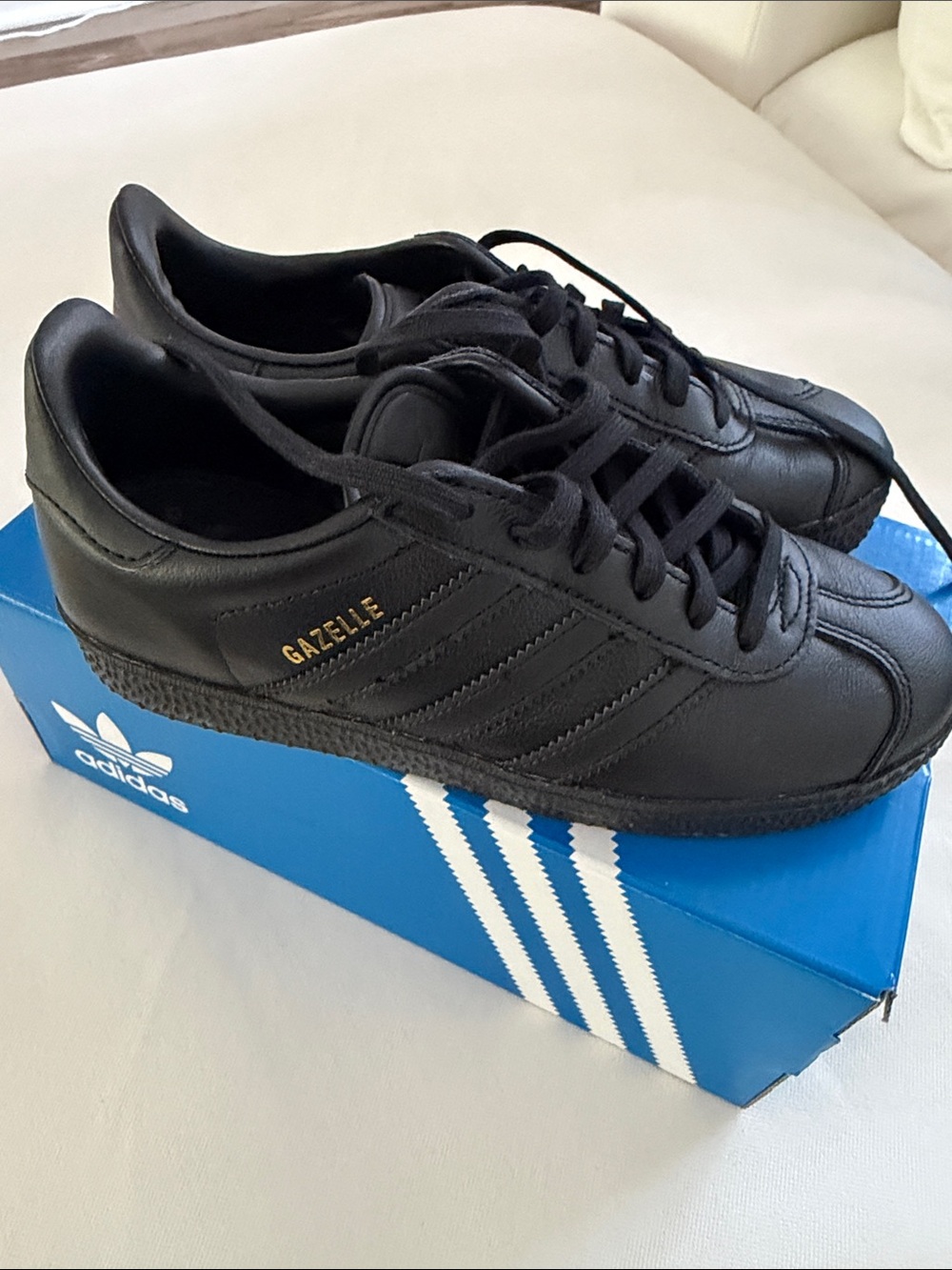 NEW IN BOX - Gazelle Black Leather Sneakers